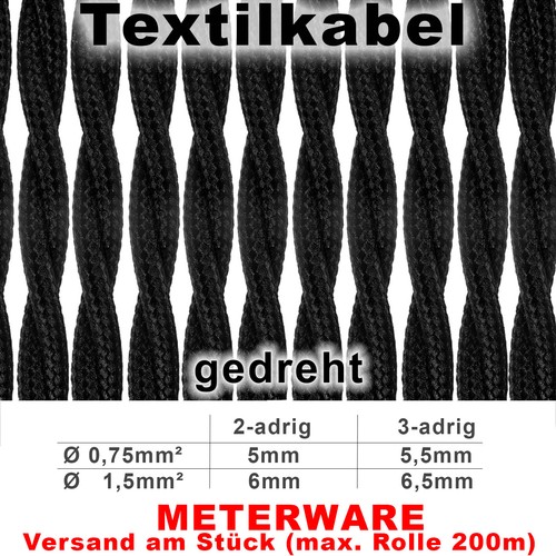 Adrig textilkabel - 3-adrig,