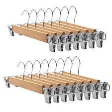 15 Stück Holz Hosenbügel Kleiderbügel mit rutschfest verstellbaren Clips und ...