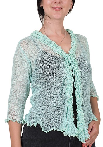 Damen rüschen strickjacke zum - rüschen,