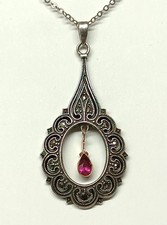 Anhänger Silber Vintage Rubin