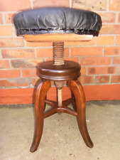 Biedermeier Hocker Drehhocker Klavierhocker, Klavierstuhl nussbaum Holzgewinde