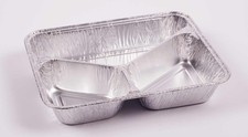 100 Aluminiumschalen Menüschalen Assietten 3-geteilt 227x177x38mm 925ml + Deckel