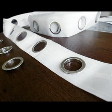 Gardinenband XXL Ringe 75mm 43mm Ösenband weiß Meterware Vorhänge Ösen Stange