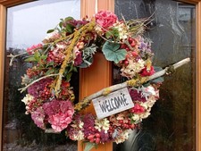 Türkranz 45cm Hagebutten Hortensien UNIKAT Naturkranz Wandkranz Tischkranz ?