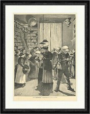 In der Volksbibliothek Stiller Lesen Bücher Leiter Regale  Faksimile_E 16185