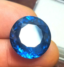 Sehr schöner Topas Swiss Blue Edelstein Rund facettiert 50,85 ct 21 x 21 x 13 mm