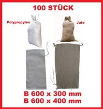 100 STÜCK Sandsack PP / Jute Sandsäcke + Bindeband Hochwasserschutz 600x300/400
