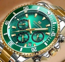 Herren Chronograph von VA VA VOOM 43mm Gold Silber Grün Multifunktion...