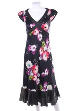 LAURA ASHLEY Abendkleid aus Seide Blumen Print UK 8 = D 34 schwarz Lilatöne