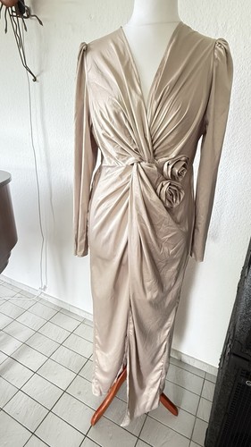 Tolles satin abendkleid beige - satin,
