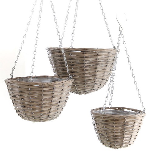 Blumenampel mit kette 3er - mit,