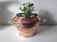 Jugendstil Pflanzschale Übertopf Kupfer Handarbeit um 1900 , 031225K-1