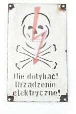 Altes Emailleschild,Vorsicht Achtung Hochspannung, Totenkopf Schild, Email