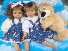Süße Zwillinge Junge + Mädchen ! Charakter Puppen je 38cm groß +Teddy