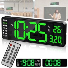 LED Digital Wanduhr mit Datum Temperatur Display Wand Wecker mit Fernbedienung