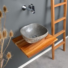 Teakholz Waschtischplatte 51x41x4cm lasiert Echtholz-Platte Gr. S wohnfreuden