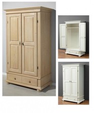 Kleiderschrank Dielenschrank Mehrzweckschrank Fichte massiv weiß/natur Landhaus