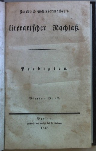 Friedrich schleiermacher - friedrich, schleiermacher's