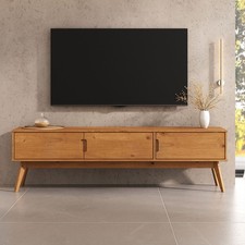 Lowboard TV Schrank aus Massivholz mit 3 Türen, Sideboard