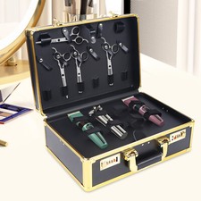 Tragbarer Friseursalon Stylist Koffer Tragetasche Organizer Gold + Schloss DHL