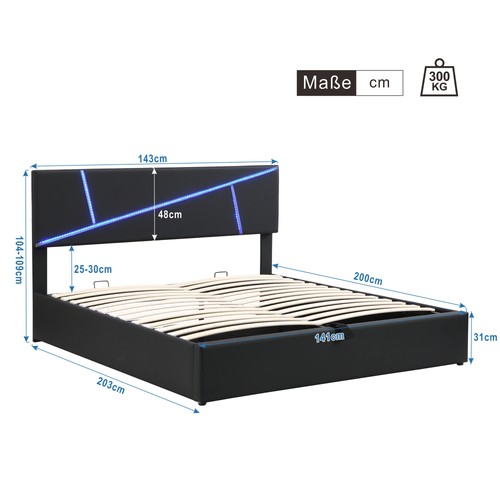 Leder led polsterbett - leder,