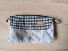 Damen Geldbeutel Weiß Grün Blumen Kariert Stoff Portemonnaie