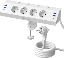 4 Fach Tischsteckdose mit USB C (PD 20W), Eck Steckdosenleiste Schreibtisch