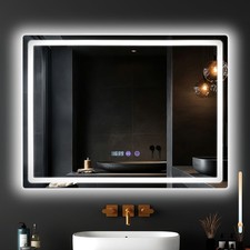 Led badspiegel mit uhr touch - mit,