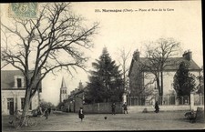 Ak Marmagne Cher, Place et Rue de la Gare - 2592951