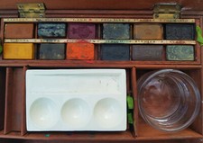Antique Artists Watercolour Paint Box 19th original blocks ALTER MALKASTEN block