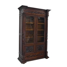 Vitrinenschrank Bücherschrank antik Gründerzeit aus Eichenholz B: 137 cm -11844-