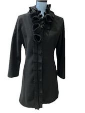 Mantel/ Wollmantel . Schwarz. Gr.36( S). Halblang. Damen. Mit Blumen