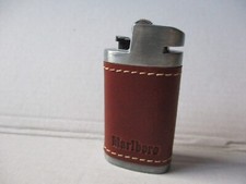 Marlboro Feuerzeug mit Mini-Bic in Metallhülle mit Lederbezug NEU!