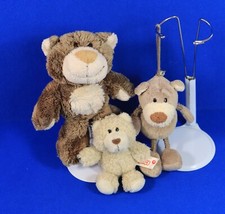 3x NICI Teddy Classic Bär Blume Plüsch hell braun weiß Schlüsselanhänger 11-15cm