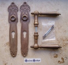 Antik Style PZ 72 Langschild Messing Türgriffe Türbeschlag Jugendstil S6-4A