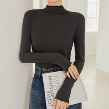Damen Rollkragen Shirt Bluse