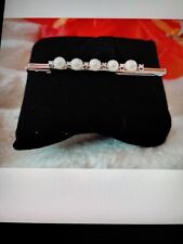 Brosche/ Anstecknadel Weißgold 585 er mit 6 Brillanten und 5 Zuchtperlen