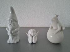KONVOLUT - 3 St. Porzellanfiguren- weiß - Zwerg - Engel - Frosch