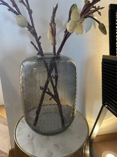 Glas Deko Blumen Vase Grau