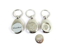 Schlüsselanhänger mit Gravur Name silber Einkaufswagenchip Geschenk Geburtstag