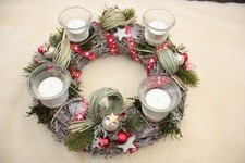 künstlicher Adventskranz rot