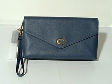 COACH Crossgrain Leather Wyn Clutch Denim CC487