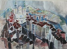 Gemälde Aquarell Landschaft