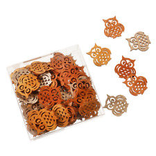 Herbstliche Holz-Streu-Eulen-Figuren-Set orange 72 Stück 3,5 x 4 cm Streudeko