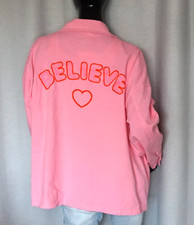 Oversized Jeansjacke BELIEVE Rosa Jeans Jacke Rücken Stickerei 38,40,42,44 Neu