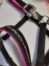Halfter Leder Schwarz Rosa Unterlegt Cob Glitzer Bunt