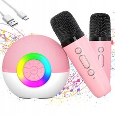 Karaoke Maschine mit 2 Mikrofone Tragbaren Bluetooth Lautsprecher Box für Kinder
