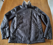 KappAhl Damen Vegan Leder Jacke Teddyfell Schwarz Gr.XS