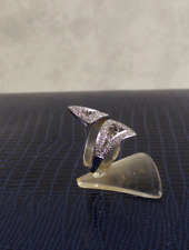 D35-88/ eleganter Ring mit Diamantsplitter 10K  Weissgold Gr. ca. 56