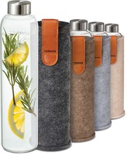 Anthrazit Cosumy Trinkflasche Glas 750 ml Glasflasche Mit Hülle Wasserflasche